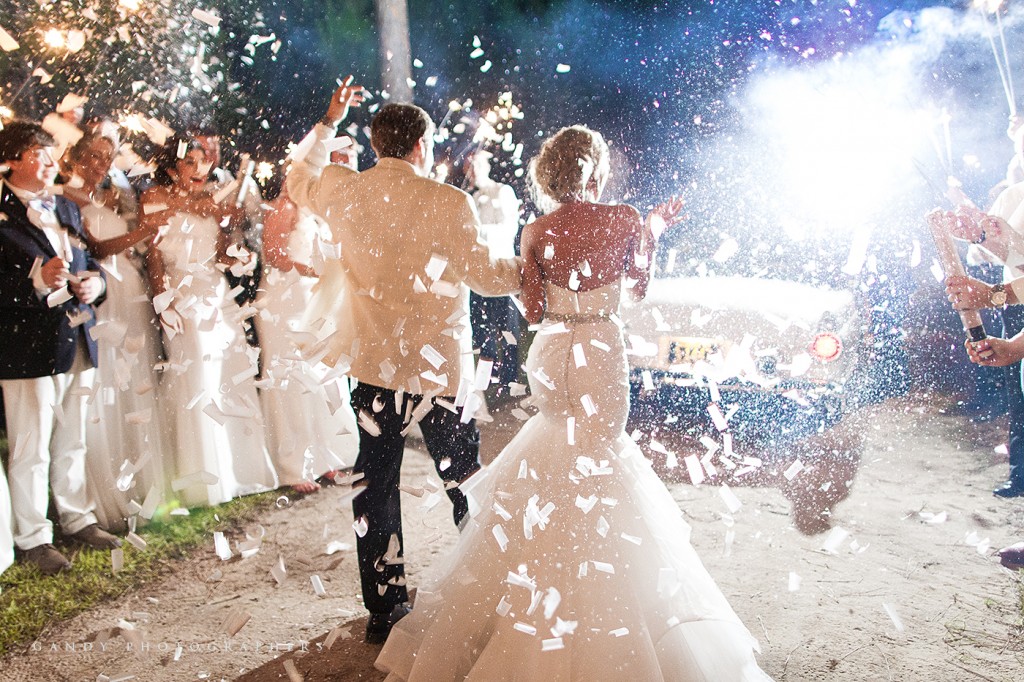 Cary Anne &amp; Ben's Wedding Confetti Exit | Photo by Gandy Photographers